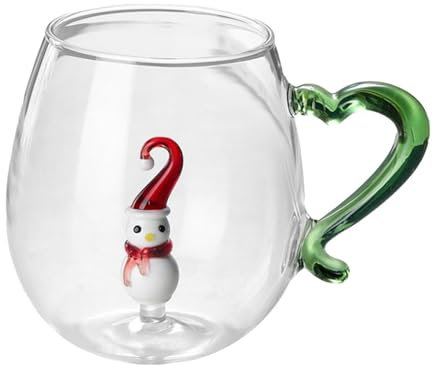 Verre à vin avec animal à l'intérieur | Figurines soufflées à la main de 400 ml en verre de Noël, verres résistants pour eau, vin, lait, boissons, cadeau et décoration de Noël uniques