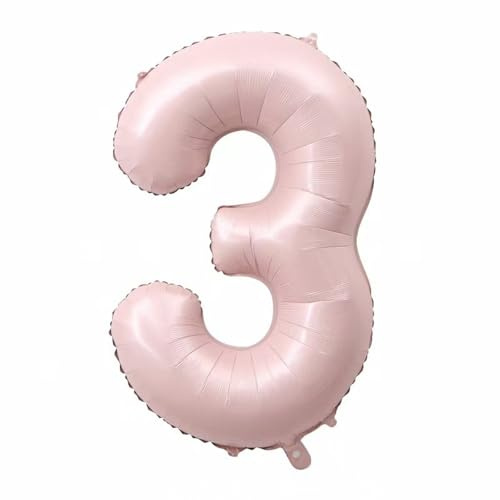 Alaoo Luftballon 3 Geburtstag Zahl, 40 Zoll Rosa Creme Folienballon, Riesenzahl Ballon für Mädchen Junge Geburtstag Party Dekoration Jahrestag Dekorationen