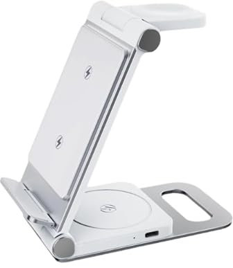 3 in 1 Ladestation für Apple Watch und iPhone Faltbares Wireless Charger Induktives Ladegerät für iPhone 16 15 14 13 12 11 Series, für Apple Watch Ultra SE 10 9 8 7 6 5 4 3 2, AirPods Pro 3 2 Reise