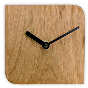 Natuhr Wanduhr Tischuhr - Ührle - Kleine Holzuhr aus massivem Eichenholz im modernen skandinavischen Stil - Eiche geölt – geräuscharmes Quarz-Uhrwerk