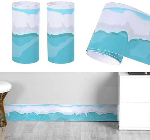 KAHCOP 3 Rolle Selbstklebende PVC Tapete bordüre, 10x200cm Tapetenbordüre Wandtatoo, Wandbordüre Klebefolie für Bad Spiegel Küche Fliesen, wasserdichte Raumdekoration (Ozeanmuster)