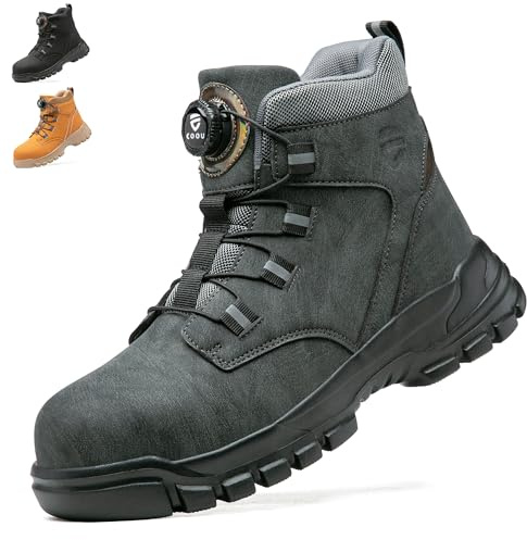 KOIFISH Chaussures de Sécurité Hommes Femmes Montante Basket de Securite | Légère, Confortable, Bottines de Travail Embout Acier, Antidérapant pour Chantier Industrie