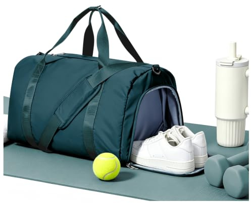 HYC00 Borsone Palestra Uomo Donna Borsone Sportivo, Leggera Borsa da Palestra con Tasca Bagnata e Scomparto per Scarpe Borsones da Viaggio Impermeabile Duffel Bag Weekend Nuoto Yoga,Blu Pavone