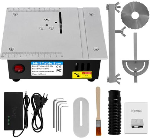 Mini sega circolare da tavolo, sega da tavolo di precisione portatile 96W, sega da tavolo di precisione, lama regolabile da 0,1-15mm, mini multifunzionale elettrica desktop per taglio fai - -te UE
