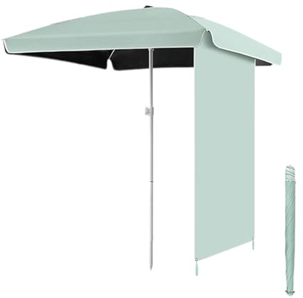 Sombrilla de playa con protección UV de 2 x 2 m con cortinas laterales, toldo resistente al viento, fácil instalación para patio, balcón y terraza, sombra UPF 50+ para exteriores (bronce)