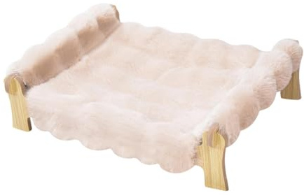 KiBcsLic Cat Bed Pet Dog Bed Cushion Sleeping Place Cuddly Bed Lying Surface Made of Wooden Frame Washable Removable Versatile Comfortable for Cats H