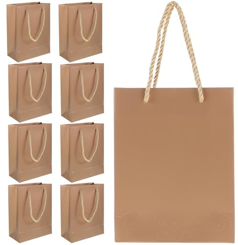 COLLBATH 10 Stück Goldene Papiertüten mit Henkel Dekorative Geschenktragetaschen für Geburtstag Hochzeit Weihnachten und Party Stabile Papiertragetaschen für Mitgebsel und Kleine Einkäufe