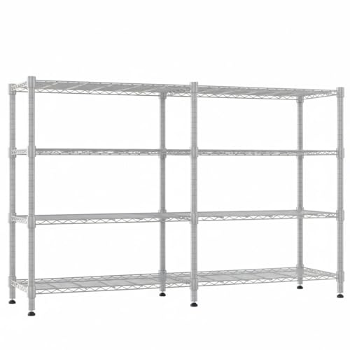Himimi Estantería de Metal de 4 Niveles para Cargas Pesadas, Altura Ajustable, estantería para Almacenamiento, estantería de Cocina, de pie, 180 x 45 x 152 cm, Color Plateado