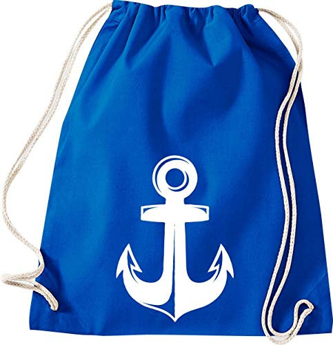 Shirtinstyle Gym Sack Turnbeutel Sailing Motive Anker, Heimat, Urlaub, Segeln, Wassersport, Farbe Royal