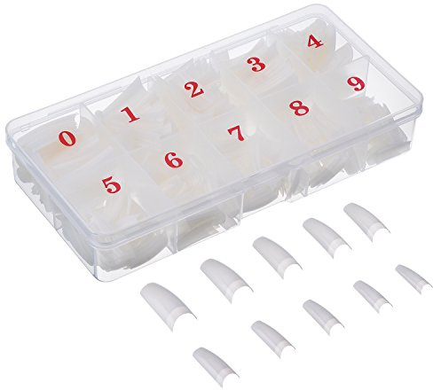 500 Pieces Acrylic Artificial False Nail DIY UV Gel Acrylic False Nail Art Tips (Translucent Natural French)
