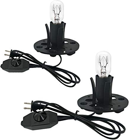 haraqi Himalayan Salt Lamp Cords (6ft) with Dimmer Switch,Original Replacement Cords with Base Assembly(3.34 Inches) and 25 Watt E12 Bulbs for Salt Rock Lamp Cord 2 Set