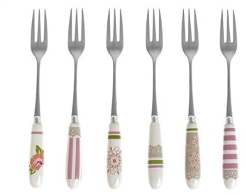 BRANDANI FORCHETTINA PEONIA SET DA 6 PEZZI IN ACCIAIO INOX CON MANICO CERAMICA