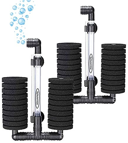 Aquarium Bio Sponge Filter 2 PCS for Fry Betta Shrimp Fish Tank Up to 55 Gallon Each., Quiet, Double Sponges