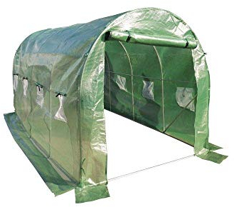 Slow Deco Foliengewächshaus Gartenfolientunne Typ Gewächshaus mit Stahlfundament 4x2m 8m2 schwere Qualität Spezial-Gitternetzfolie 140g/m²
