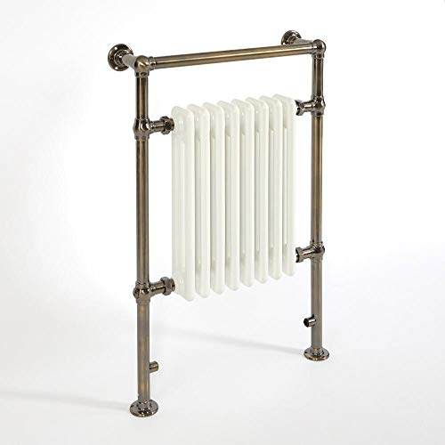 MILANO Dark Brushed Brass White Heated Towel Rail 930 x 620mm