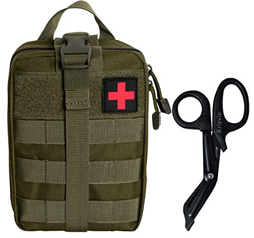 KrisVie Kit di soccorso, vuoto kit di sopravvivenza, astuccio multiuso per il primo soccorso all'aperto, in campeggio, pesca, esercito, escursionismo, sul terreno, kit medico salvataggio