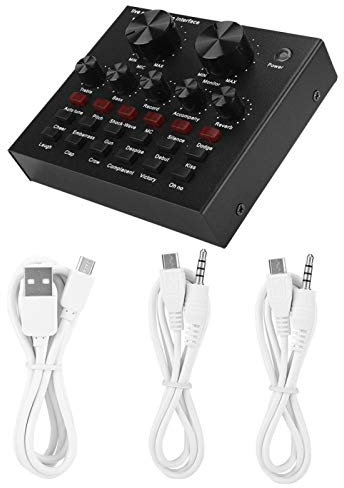 Universal Live Sound Card Voice Changer, V8 ABS Second Generation Bluetooth Computer Live Broadcast Voice Changing Card Black
