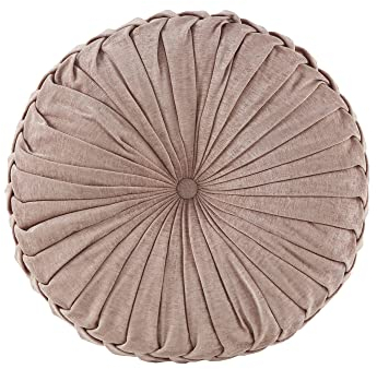 Intelligent Design Loretta Rundes Chenille-Bodenkissen, Meditationskissen, weiche Farbe und natürlicher Glanz, Knopf, getuftet mit eleganten Plissee-Details, Durchmesser 55,9 x 15,2 cm, Blush