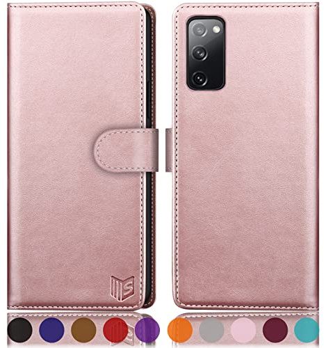 SUANPOT [RFID Schutz für Samsung Galaxy S20 FE hülle PU Leder handyhülle Lederhülle klapphülle Kartenfach Flip Phone Case Cover für Samsung S20 FE Handy hülle Phone case Cover Roségold