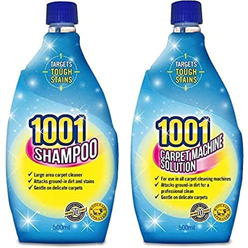 1001 Carpet Shampoo, Perfect For Large and High Traffic Areas, 500 ml & Carpet Machine Solution, Perfect For Large and High Traffic Areas, Gentle On Upholstery and Carpets, 500 ml