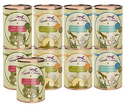 Terra Canis Kennenlernpaket Love The Planet Nassfutter für Hunde, 9x400g | 100% Lebensmittelqualität aller Rohstoffe, ideal zum Kennenlernen, abwechslungsreiche Menü-Auswahl