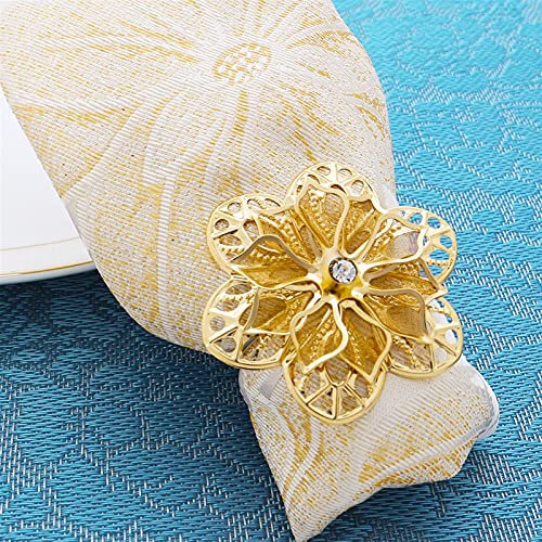 Anelli portatovaglioli Portabicchieri da tovagliolo Holder Hollow Out Flower Metallo per la festa di nozze Banchetto vacanze Banchetto per la cena di Natale Cabina Tovaglioli Decor Decorazione