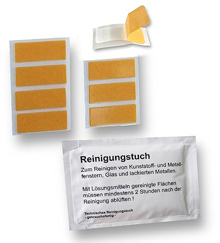 nodeko 8 Klebefolien, Ersatzkleber, transparent, für Plissee- Klebeträger und Klebeplatten, inkl. Reinigungstuch