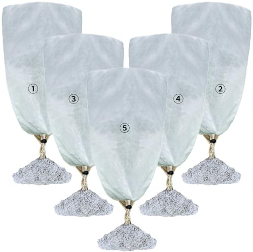 5 Packs 120x80CM Frost Protection for Plants,Reusable Plant Covers Winter Freeze Protection with Drawstring,Tree Jacket Blanket for Cold Frost Freeze Bird Insect Prevention
