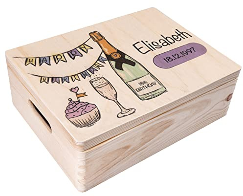 Creative Deco Personalisiert Geburtstag Geschenke für Frauen, Männer Kinder | Erinnerungsbox Holzkiste | Party Motiv für Geburtstag | Individuelle Geschenk | Geschenkkiste Geschenkbox