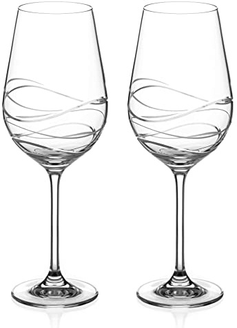 DIAMANTE Red Wine Glasses Pair - 'Aurora' Hand Cut Glasses - Set of 2