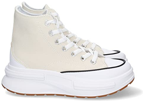 Zapatilla Abotinada para Mujer, Comoda, Material de Lona, de Plataforma, y Cierre de Cordones, Primavera Verano 2023