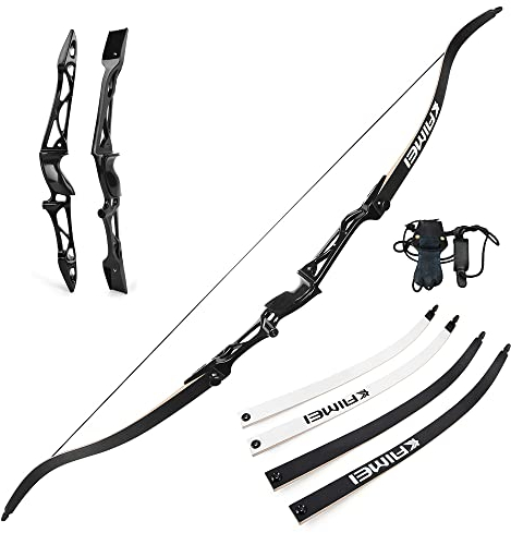 surfwolf Bogenschießen Recurve Bogen 66 68 70 Target Recurve Bogen 12-40 lbs Takedown Recurve Bogen Wettkampf Recurve Bogen Jagdbogen（Schwarz,70-24lbs）