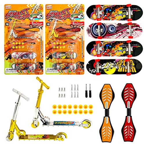 SHOWHEEL Finger Skateboard, 8 Stück Mini Skateboard Set, Fingerskateboard Training Requisiten, Professionelles Finger Spielzeug - für Kinder Partytütenfüller, Mitgebsel Kindergeburtstag