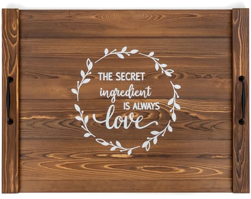 Noodle Board Stovetop Cover with Handles, Sink Wood Block Covers for Electric & Gas Stove, RV Stove Burner, Farmhouse Decorative Wooden Tray for Kitchen-The Secret Ingredient Is Always Love