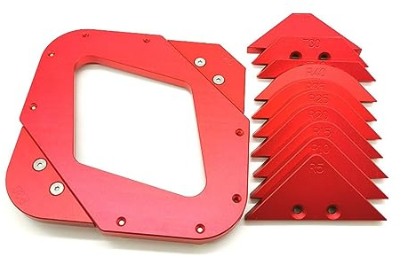 Bloc de jauge, Jauge de filet for le travail du bois Jauge de biseau en alliage d'aluminium Règle d'angle Jauge de contour Rayon d'arc Gabarit de coin rond rapide Facile à calibrer et à mesurer
