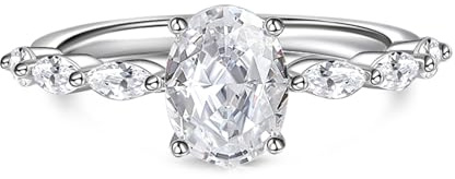 Jeulia Klassischer 925 Silber Ringe Frauen Zirkonia Kristall Damenring Verlobungsring Ewigkeitsringe Eheringe für Sie, Frauen, Mädchen, Jahrestag, Weihnachten (Ovaler Schnitt, 57(18.1))