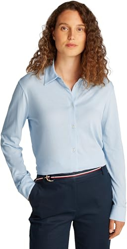 Tommy Hilfiger Donna Camicia Casual Regular Fit, Blu (Breezy Blue), XXL