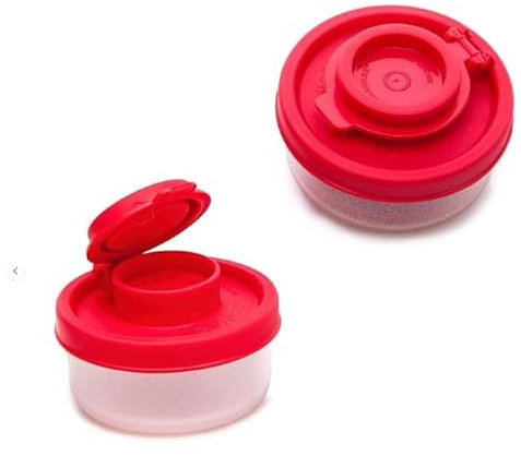 2 saleros y pimenteros pequeños rojos para llevar, juego de mini coctelera para sal y pimienta con tapa para llevar, camping y para llevar, salero y pimienta, utensilios de cocina y gadgets 40 g