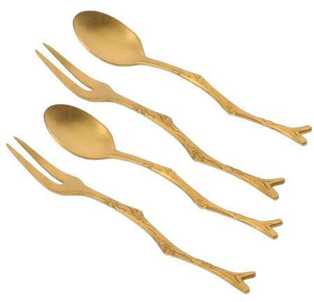 ABOOFAN Vajilla De Acero Inoxidable Cucharas y Tenedores De Rama Práctico y Elegante Para Casa y Cafetería