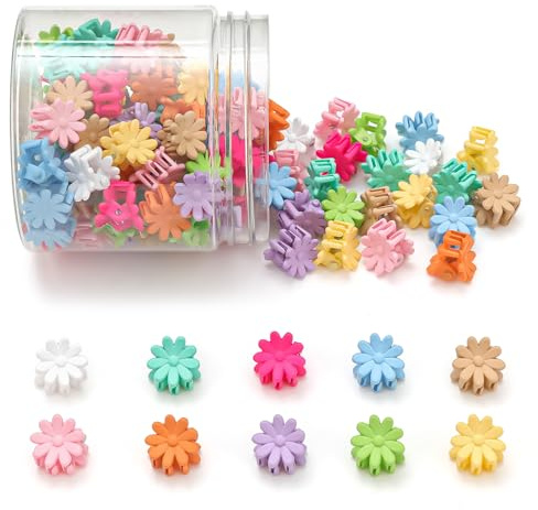 Mini Flower Hair Clips, Baby Hair Clips Mini Claw Clips Cute Jaw Clips Hair Pins Hair Barrettes Toddler Hair Accessories for Women Girls Kids Teens 100Pcs Colorful