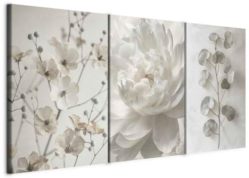 murando - Leinwandbild Set pastellfarbene Blüten, 120x60 cm, 3-teilig | Hochwertige Leinwand, sofort aufhängbar, ideal fürs Wohn- oder Schlafzimmer, wasserfest und lichtecht, langlebig, stilvoll