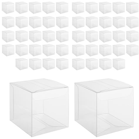 VIOPDER 50 Piezas Cajas de PláStico Transparente para Regalos Caja de Embalaje de Pvc Embalaje de Regalo Caja de Dulces Transparente Cajas de Regalo de Boda Favores de Fiesta