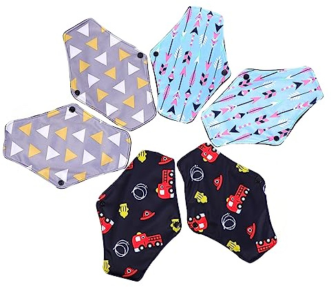 TOVINANNA Compresas Sanitarias Reutilizables de Bambú 6 Unidades Absorbentes Doble Broche para Periodo y Uso Diario Protección Femenina Ecológica Color Aleatorio Varios estilos