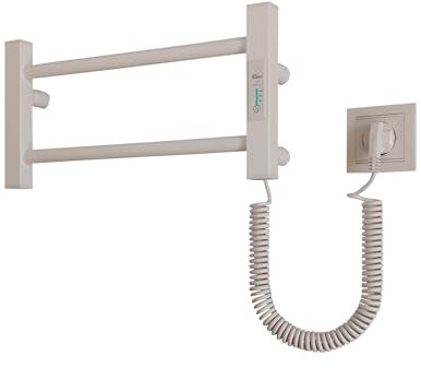 Elna Design Scaldasalviette Bianco - Elettrico 35W - 210x530mm - Radiatore compatto Premium - Acciaio Inox Bianco Opaco - IP44 - Con Termostato e Timer - Per Architetti & Bagni di Design