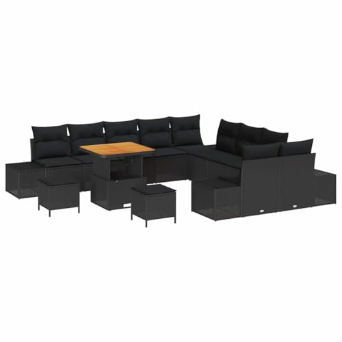 vidaXL Gartensofa-Set 13 STK. 12-Sitzanzahl Schwarz Poly Rattan