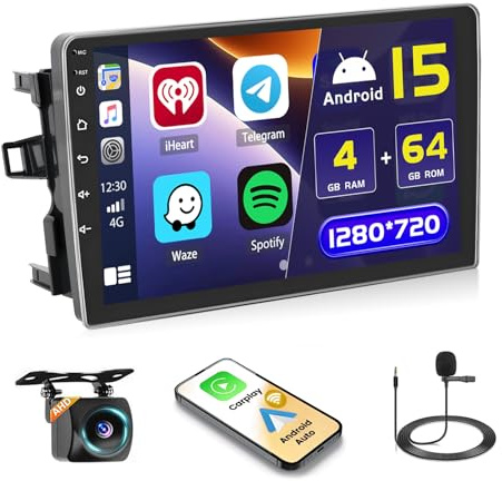 Hikity 4+64GB Android 15 Autoradio för Toyota Auris 2006-2011 Med Trådlös Carplay Android Auto, 10.1 Tum Skärm med Navi WiFi Bluetooth FM RDS SWC Backkamera