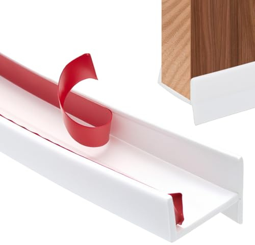 RANJIMA Profilé de plinthe, 5 m, pour épaisseur de bois de 18 mm et 19 mm, blanc, plinthe de cuisine, profilé d'étanchéité, avec lèvre d'étanchéité pour plinthes de cuisine, blanc, 5 m, 18 mm/19 mm