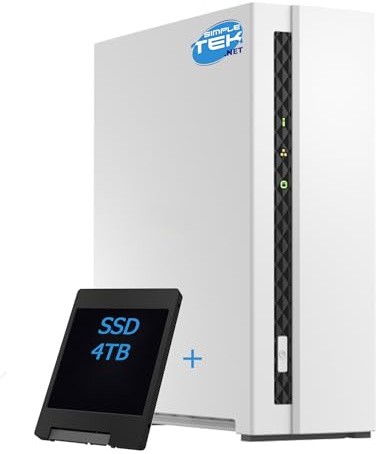 SIMPLETEK - Sistema de almacenamiento en red doméstica NAS con 2 GB RAM, 1-Bay con SSD de 4 TB preinstalado, USB, LAN gigabit