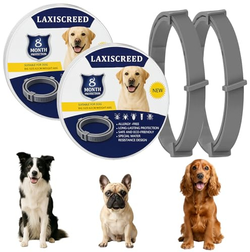 Lot de 2 Colliers pour Chien – Collier Ajustable et Imperméable avec Huiles Essentielles Naturelles – Confortable, Convient aux Chiens dès 7 Semaines, Protection Durable 16 Mois