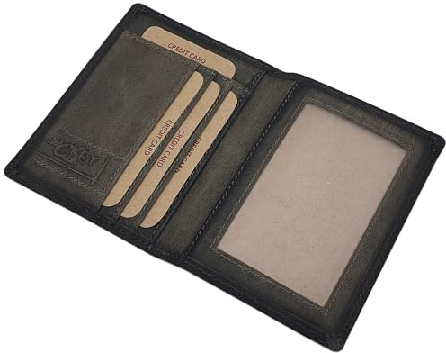 myledershop Voll-Rindleder Ausweisetui/Ausweishülle/Kreditkartenetui mit RFID & NFC Schutz (Vintage-Grau)